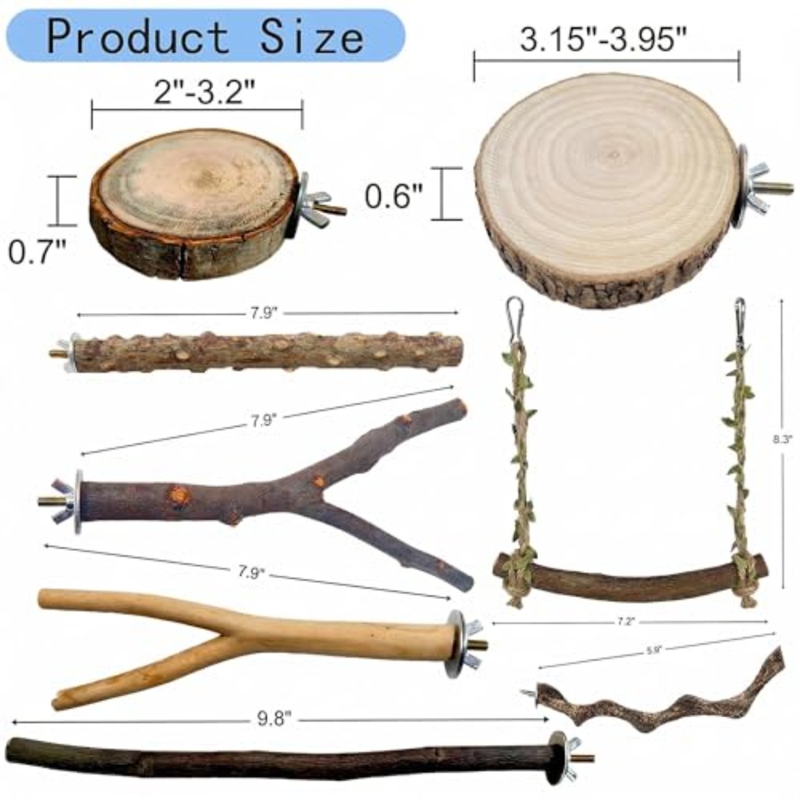 8PCS natural wood bird perches - Health & Wellness Photos recension och pris